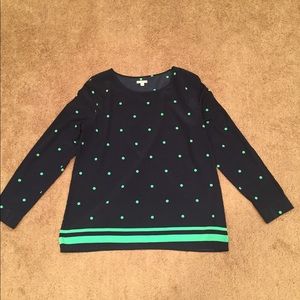 Gap Blouse Dark blue with bright green polka dots
